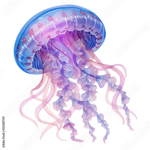 Graceful jellyfish floating in the ocean depths digital art vibrant underwater scene
