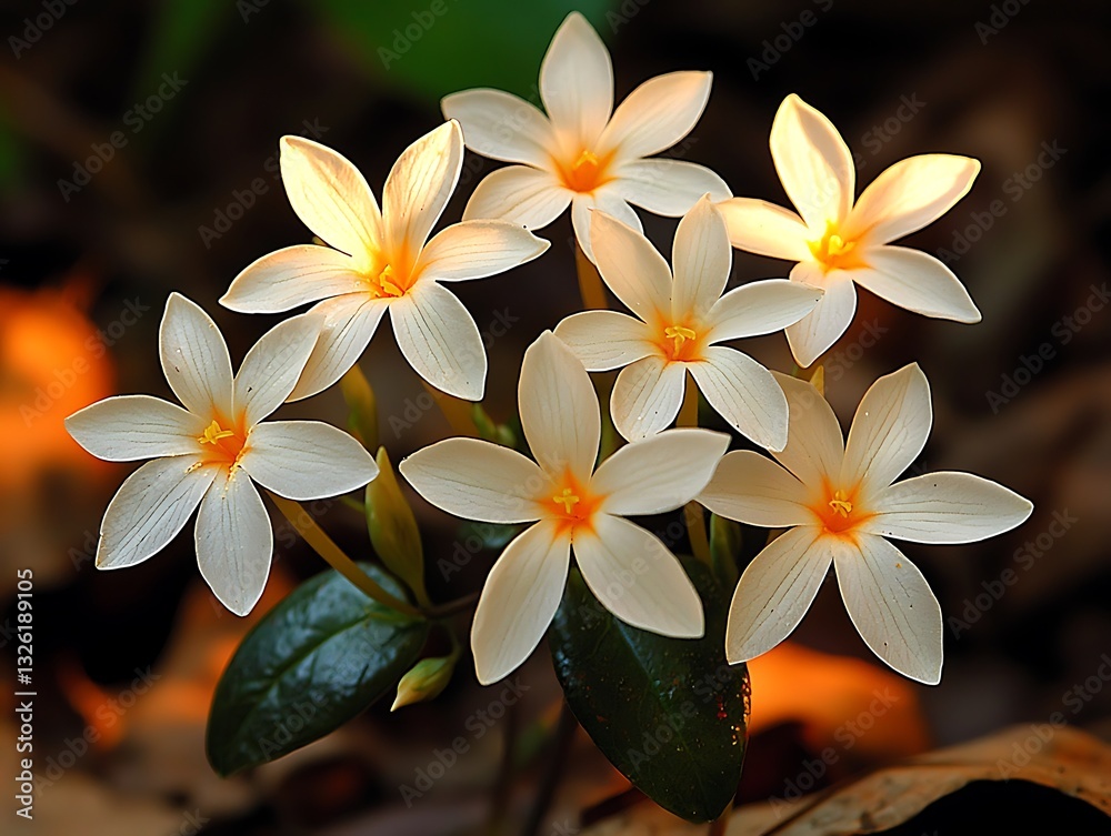 Fototapeta premium Forest Bloom: Seven White Flowers.