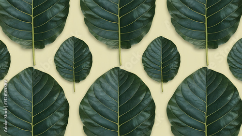 Realistic illustration of fresh, ripe drumstick leaves, emphasizing their smooth texture and vibrant color, against a clean white background for a fresh and minimalistic aesthetic.