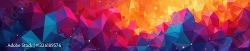 Interlocking geometric shapes, kaleidoscopic rainbow blend, optical, graphics