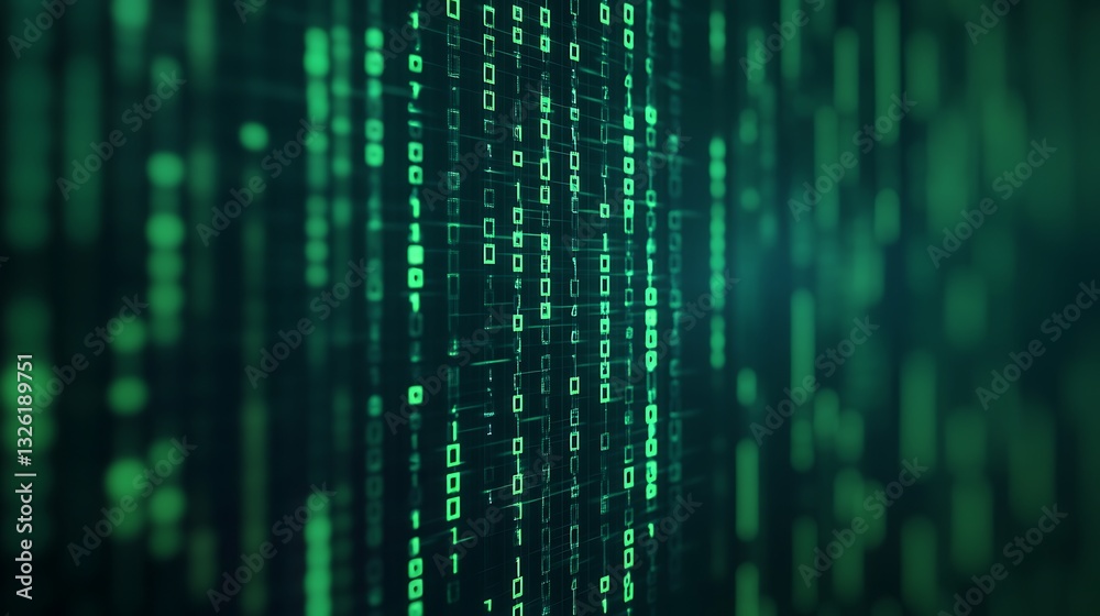 Digital Matrix Background with Green Binary Code Patterns and Abstract Technology Concept Digital Matrix Background with Green Binary Code Patterns and Abstract Technology Concept