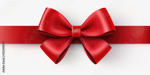 Red gift bow on white background