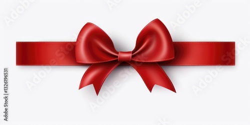 Red gift bow on white background