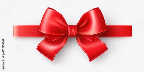 Red gift bow on white background