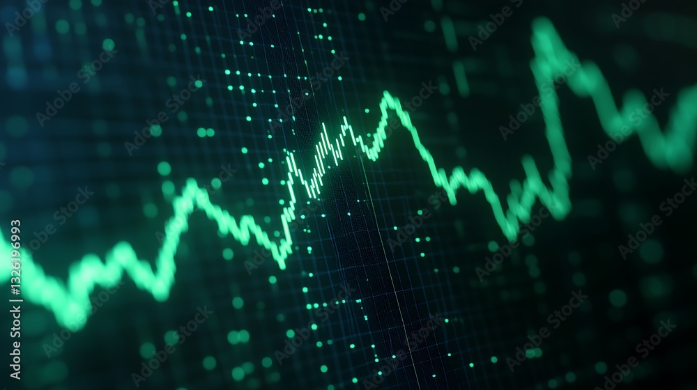 Modern Digital Data Visualization with Green Chart Lines Representing Financial Growth Trends and Changes Modern Digital Data Visualization with Green Chart Lines Representing Financial Growth Trends and Changes