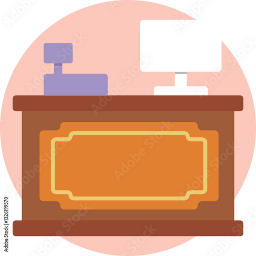 A cash register with a cashier assisting customers in a bookstore setting.