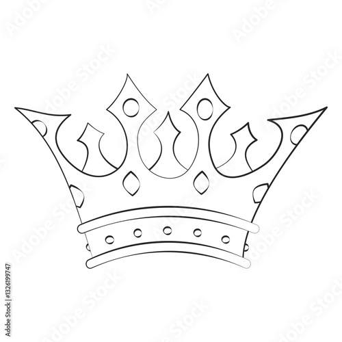 Luxurious crown in linear style. Vector illustration with transparent background.