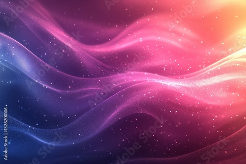 Abstract full frame Gradient purple and orange light particle waves, fantasy concept, festive background, glitter, holiday, sparkle, glow.