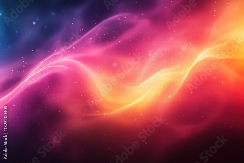 Abstract Full Shot with Pink, Orange Gradient and Sparkling Particle Details. Space, Futuristic.