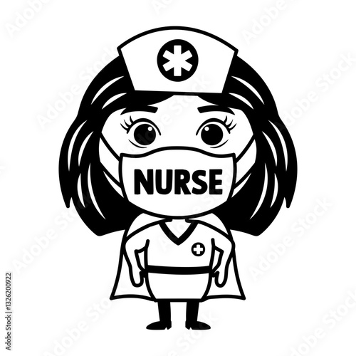 Nurse mask sticker in glyph style 