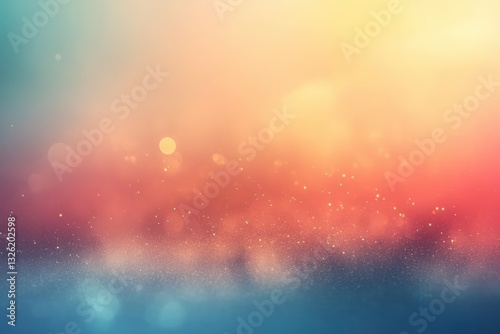 Wide shot, Bokeh Background with Pink, Peach, Blue Hues. Festive backdrop, Glitter particles, Defocused lights, Abstract, Dreamy, Soft, Pastel colors.