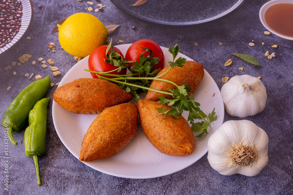 Kibbeh is a popular dish in Middle Eastern cuisine (Turkish name; icli kofte)