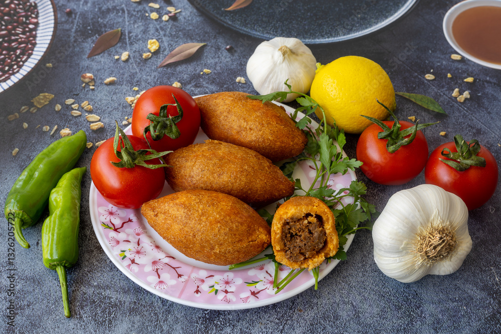 Kibbeh is a popular dish in Middle Eastern cuisine (Turkish name; icli kofte)