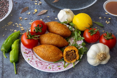 Obraz na płótnie Kibbeh is a popular dish in Middle Eastern cuisine (Turkish name; icli kofte) w salonie