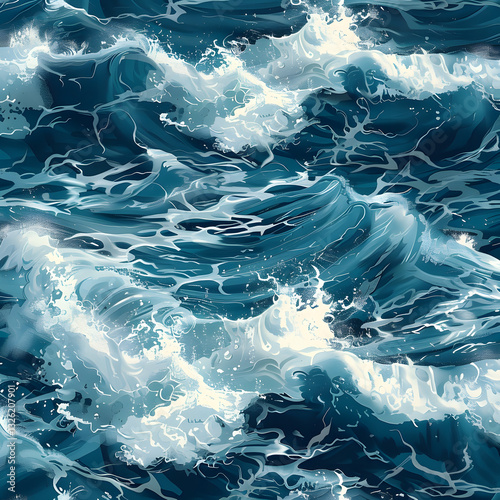 Sea waves seamless pattern