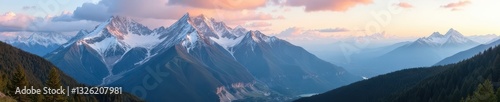 Majestic mountain panorama, stitched from multiple shots, rocky, outdoors