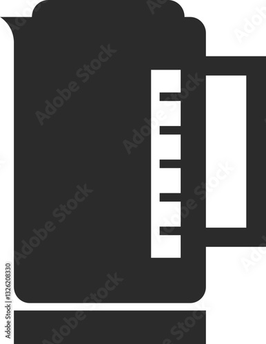 stylish modern electric kettle kitchenware icon in dark grey and clear background, editable vector illustration