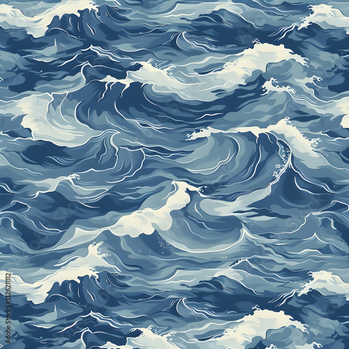 Sea waves seamless pattern