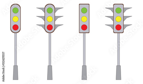 Traffic light vector illustration set