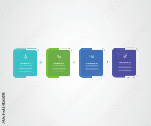 4 steps business infograph with thin line and colorful presentation