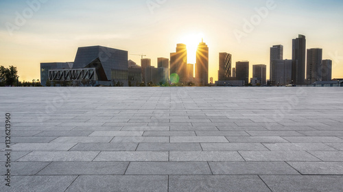 Stunning Urban Sunset Over a Modern City Skyline