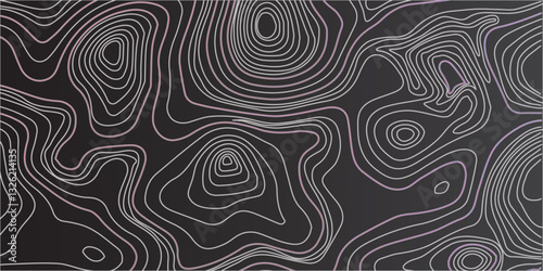 Mountain Relief and Geographic Contour Mapping Combined with Artistic Abstract Wave Curves for a Unique Topographic Design Concept
