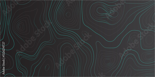 Highly Stylized and Seamlessly Repeating Topographic Contour Map Incorporating Abstract Wave Motifs and Detailed Grid Structures
