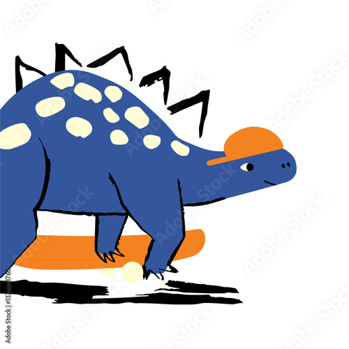 dino playing skateboard hand drawn illustration 