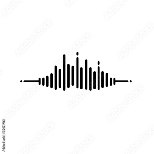 Minimalist horizontal equalizer soundwave icon, representing digital music frequency levels, mixing, and sound balance.