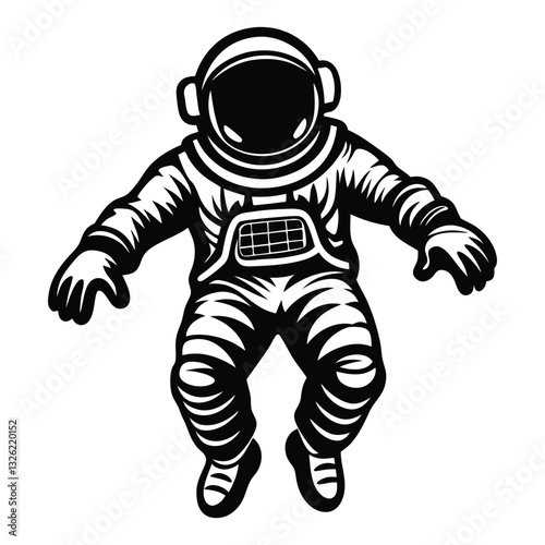 Adventurous Astronaut Vector Illustration, Hand-Drawn Doodle Style Sketch of a Space Explorer Floating in Zero Gravity on a White Background