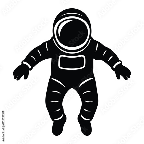 Adventurous Astronaut Vector Illustration, Hand-Drawn Doodle Style Sketch of a Space Explorer Floating in Zero Gravity on a White Background