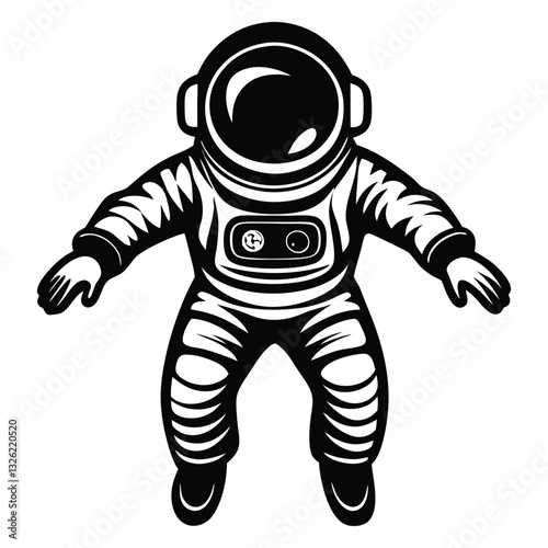 Adventurous Astronaut Vector Illustration, Hand-Drawn Doodle Style Sketch of a Space Explorer Floating in Zero Gravity on a White Background