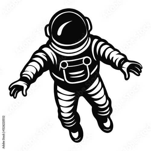 Adventurous Astronaut Vector Illustration, Hand-Drawn Doodle Style Sketch of a Space Explorer Floating in Zero Gravity on a White Background