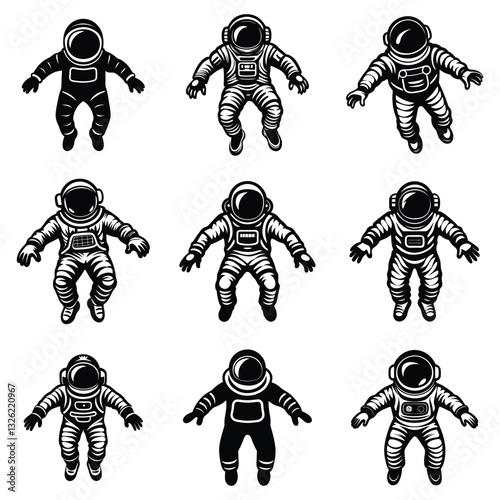 Adventurous Astronaut Vector Illustration, Hand-Drawn Doodle Style Sketch of a Space Explorer Floating in Zero Gravity on a White Background