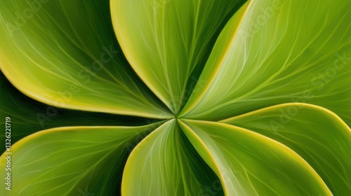 Leafy Greens Botanical Centerpiece with Dynamic Radial Symmetry of Organic Flowing Lines