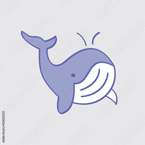 Funny Whale illustration hand drawn 