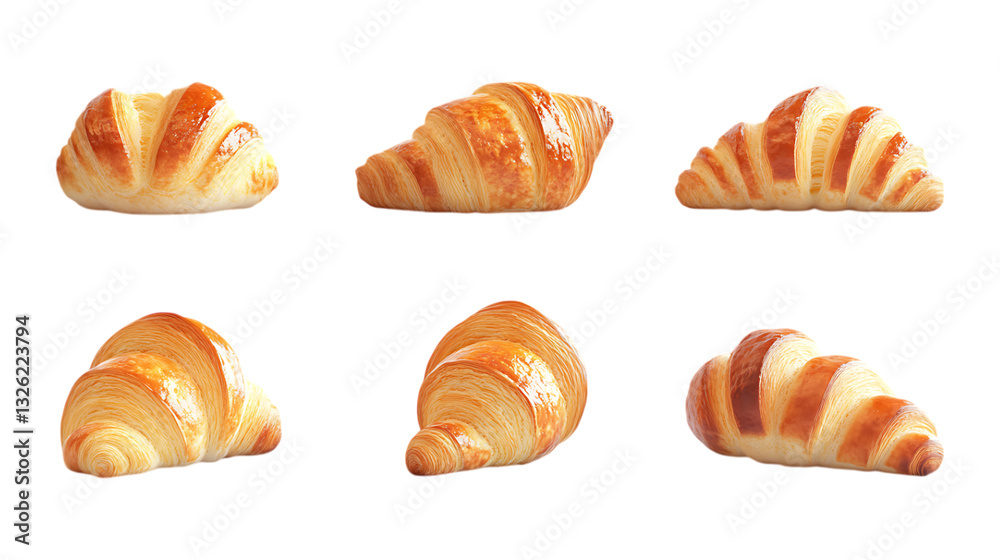 Pack Croissants Set Against Transparent Background for Bakery Branding, Breakfast Promotion, or Cafe Menu Design Pack Croissants Set Against Transparent Background for Bakery Branding, Breakfast Promotion, or Cafe Menu Design