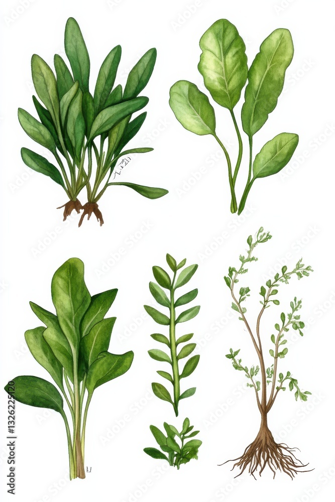 Naklejka premium Illustration of Nephrolepis exaltata Boston showcasing its various plant parts with detailed features