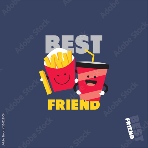 french fries & cool drink best friend illustration
