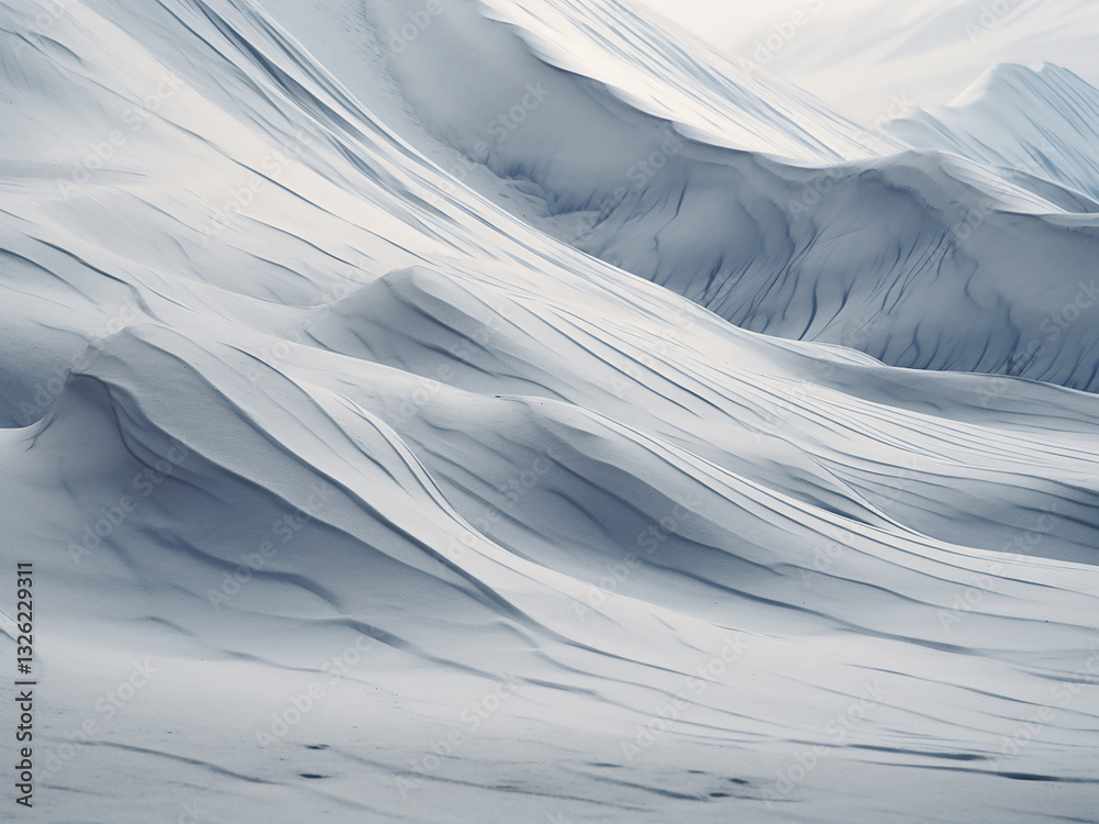 Obraz premium Alpine glacier flowing with visible crevasses moraines forming under mountain shadows