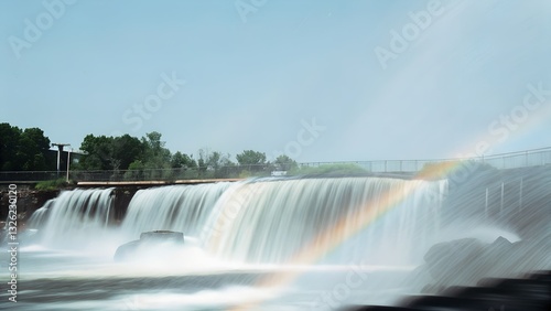 Rainbow at the waterfall, wallpaper background