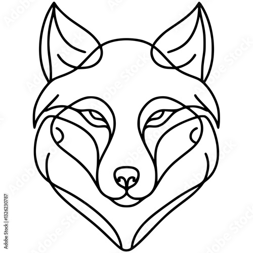 One line wolf portrait silhouette
