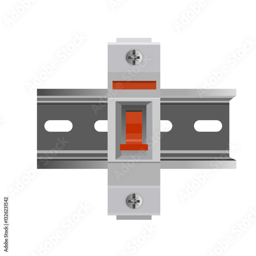 Din rail automatic circuit breaker. Vector illustration