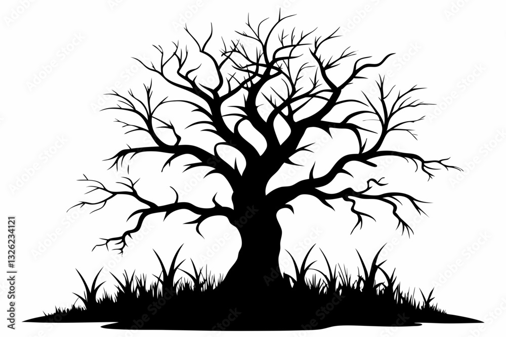 Fototapeta premium a dead tree line art silhouette vector illustration