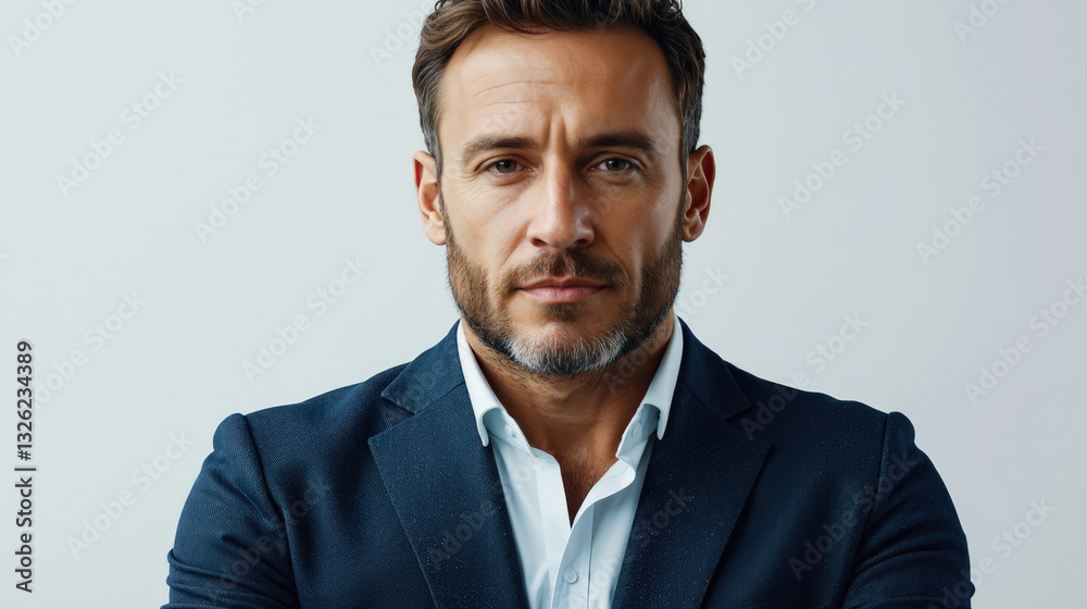 Portrait of a confident middle-aged businessman in a suit. Ideal for business, finance, and leadership concepts. Portrait of a confident middle-aged businessman in a suit. Ideal for business, finance, and leadership concepts.