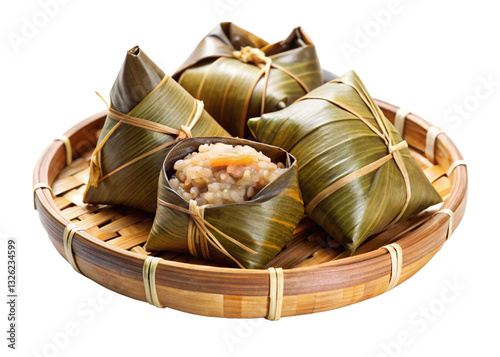 Zongzi (Sticky Rice Dumplings)  isolated on white background 