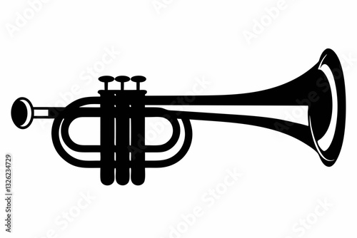bugle line art silhouette vector illustration
