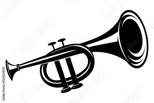 bugle line art silhouette vector illustration