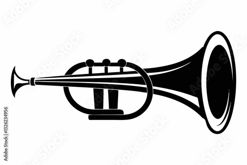 bugle line art silhouette vector illustration
