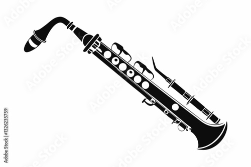 clarinet line art silhouette vector illustration